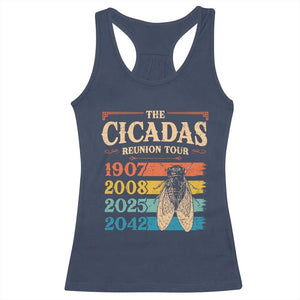 Funny Cicada Brood XIV 2025 Racerback Tank Top Periodical Cicada Tour 1907 2008 2042 TS11 Navy Print Your Wear