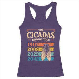 Funny Cicada Brood XIV 2025 Racerback Tank Top Periodical Cicada Tour 1907 2008 2042 TS11 Purple Print Your Wear