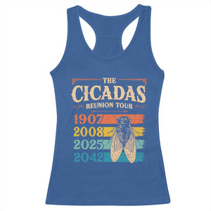 Funny Cicada Brood XIV 2025 Racerback Tank Top Periodical Cicada Tour 1907 2008 2042 TS11 Royal Blue Print Your Wear