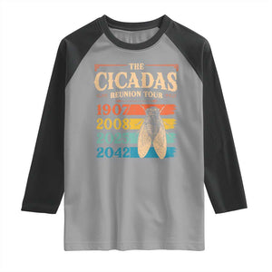 Funny Cicada Brood XIV 2025 Raglan Shirt Periodical Cicada Tour 1907 2008 2042 TS11 Sport Gray Black Print Your Wear