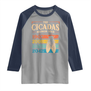 Funny Cicada Brood XIV 2025 Raglan Shirt Periodical Cicada Tour 1907 2008 2042 TS11 Sport Gray Navy Print Your Wear