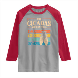 Funny Cicada Brood XIV 2025 Raglan Shirt Periodical Cicada Tour 1907 2008 2042 TS11 Sport Gray Red Print Your Wear