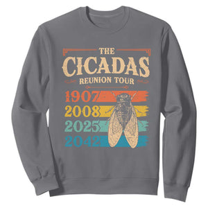 Funny Cicada Brood XIV 2025 Sweatshirt Periodical Cicada Tour 1907 2008 2042 TS11 Charcoal Print Your Wear
