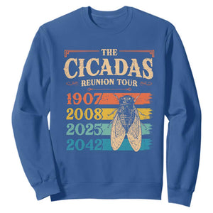 Funny Cicada Brood XIV 2025 Sweatshirt Periodical Cicada Tour 1907 2008 2042 TS11 Royal Blue Print Your Wear