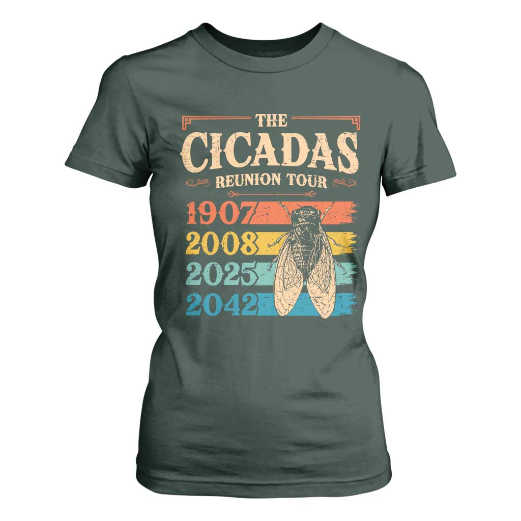 Funny Cicada Brood XIV 2025 T Shirt For Women Periodical Cicada Tour 1907 2008 2042 TS11 Dark Forest Green Print Your Wear
