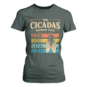 Funny Cicada Brood XIV 2025 T Shirt For Women Periodical Cicada Tour 1907 2008 2042 TS11 Dark Forest Green Print Your Wear