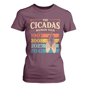 Funny Cicada Brood XIV 2025 T Shirt For Women Periodical Cicada Tour 1907 2008 2042 TS11 Maroon Print Your Wear