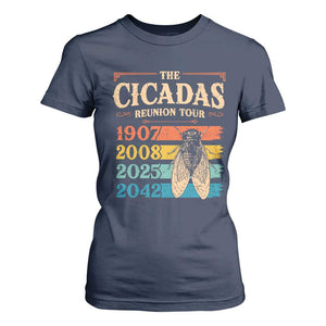 Funny Cicada Brood XIV 2025 T Shirt For Women Periodical Cicada Tour 1907 2008 2042 TS11 Navy Print Your Wear