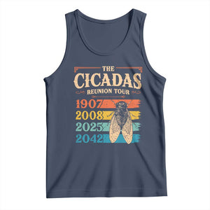 Funny Cicada Brood XIV 2025 Tank Top Periodical Cicada Tour 1907 2008 2042 TS11 Navy Print Your Wear