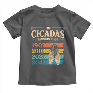 Funny Cicada Brood XIV 2025 Toddler T Shirt Periodical Cicada Tour 1907 2008 2042 TS11 Dark Heather Print Your Wear