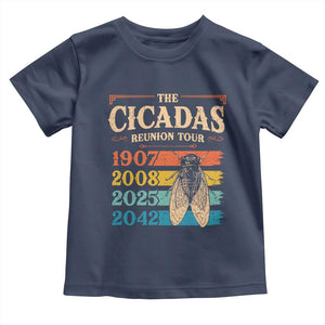 Funny Cicada Brood XIV 2025 Toddler T Shirt Periodical Cicada Tour 1907 2008 2042 TS11 Navy Print Your Wear