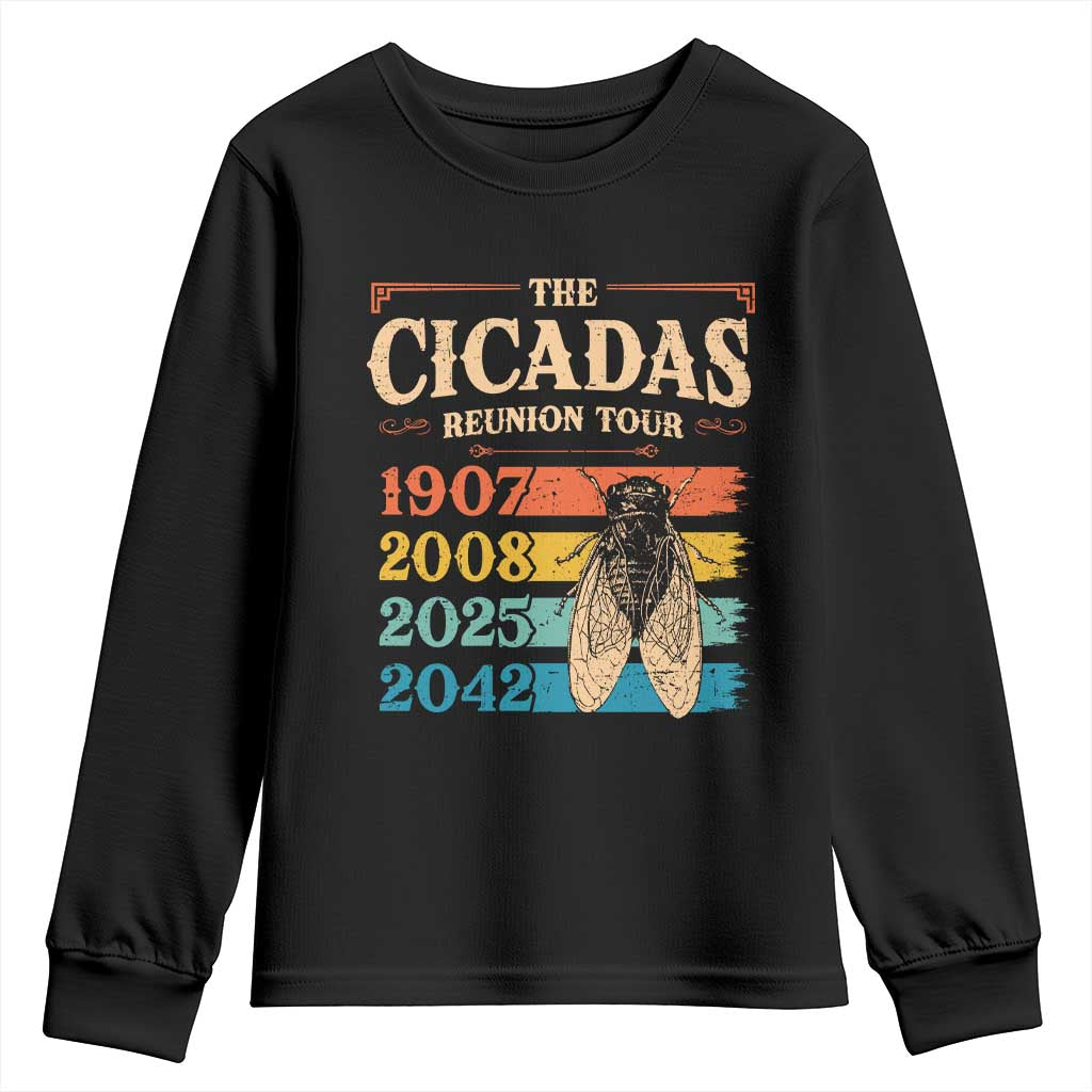 Funny Cicada Brood XIV 2025 Youth Sweatshirt Periodical Cicada Tour 1907 2008 2042 TS11 Black Print Your Wear