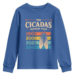 Funny Cicada Brood XIV 2025 Youth Sweatshirt Periodical Cicada Tour 1907 2008 2042 TS11 Royal Blue Print Your Wear