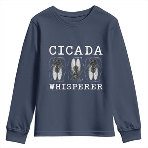 Funny Cicada Whisperer Youth Sweatshirt Periodical Cicada Swarm TS11 Navy Print Your Wear