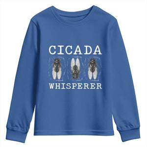 Funny Cicada Whisperer Youth Sweatshirt Periodical Cicada Swarm TS11 Royal Blue Print Your Wear