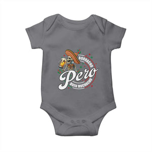 Funny Cinco De Mayo Baby Onesie Borracho Pero Buen Muchacho Mexican Skeleton With Beers TS11 Charcoal Print Your Wear