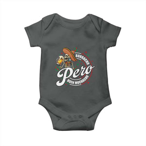Funny Cinco De Mayo Baby Onesie Borracho Pero Buen Muchacho Mexican Skeleton With Beers TS11 Dark Heather Print Your Wear