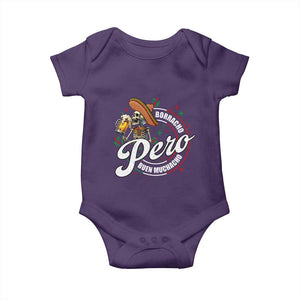 Funny Cinco De Mayo Baby Onesie Borracho Pero Buen Muchacho Mexican Skeleton With Beers TS11 Purple Print Your Wear