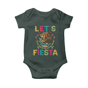 Funny Cinco De Mayo Baby Onesie Let's Fiesta Golden Eagle Mexico Flag TS11 Print Your Wear