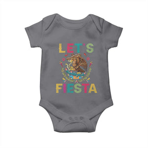 Funny Cinco De Mayo Baby Onesie Let's Fiesta Golden Eagle Mexico Flag TS11 Charcoal Print Your Wear