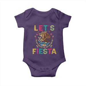 Funny Cinco De Mayo Baby Onesie Let's Fiesta Golden Eagle Mexico Flag TS11 Purple Print Your Wear