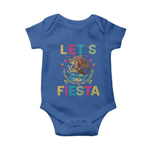 Funny Cinco De Mayo Baby Onesie Let's Fiesta Golden Eagle Mexico Flag TS11 Royal Blue Print Your Wear