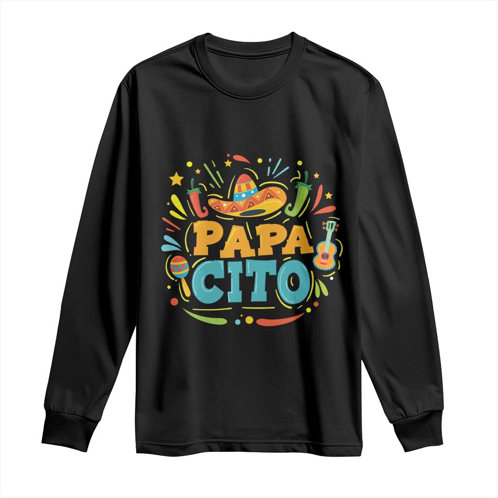 Funny Cinco De Mayo Father's Day Mexican Papacito Long Sleeve Shirt Sombrero Hat TS11 Black Print Your Wear