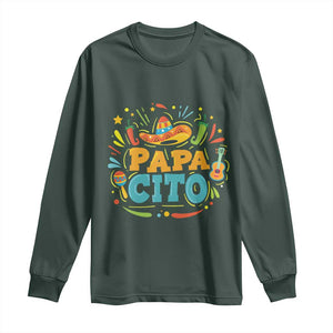 Funny Cinco De Mayo Father's Day Mexican Papacito Long Sleeve Shirt Sombrero Hat TS11 Dark Forest Green Print Your Wear