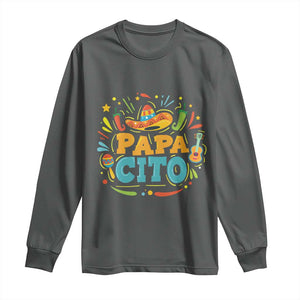 Funny Cinco De Mayo Father's Day Mexican Papacito Long Sleeve Shirt Sombrero Hat TS11 Dark Heather Print Your Wear