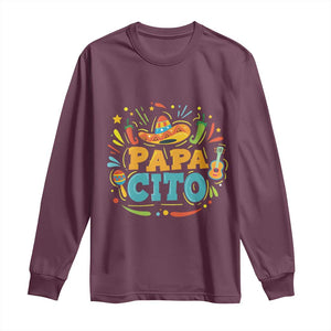 Funny Cinco De Mayo Father's Day Mexican Papacito Long Sleeve Shirt Sombrero Hat TS11 Maroon Print Your Wear