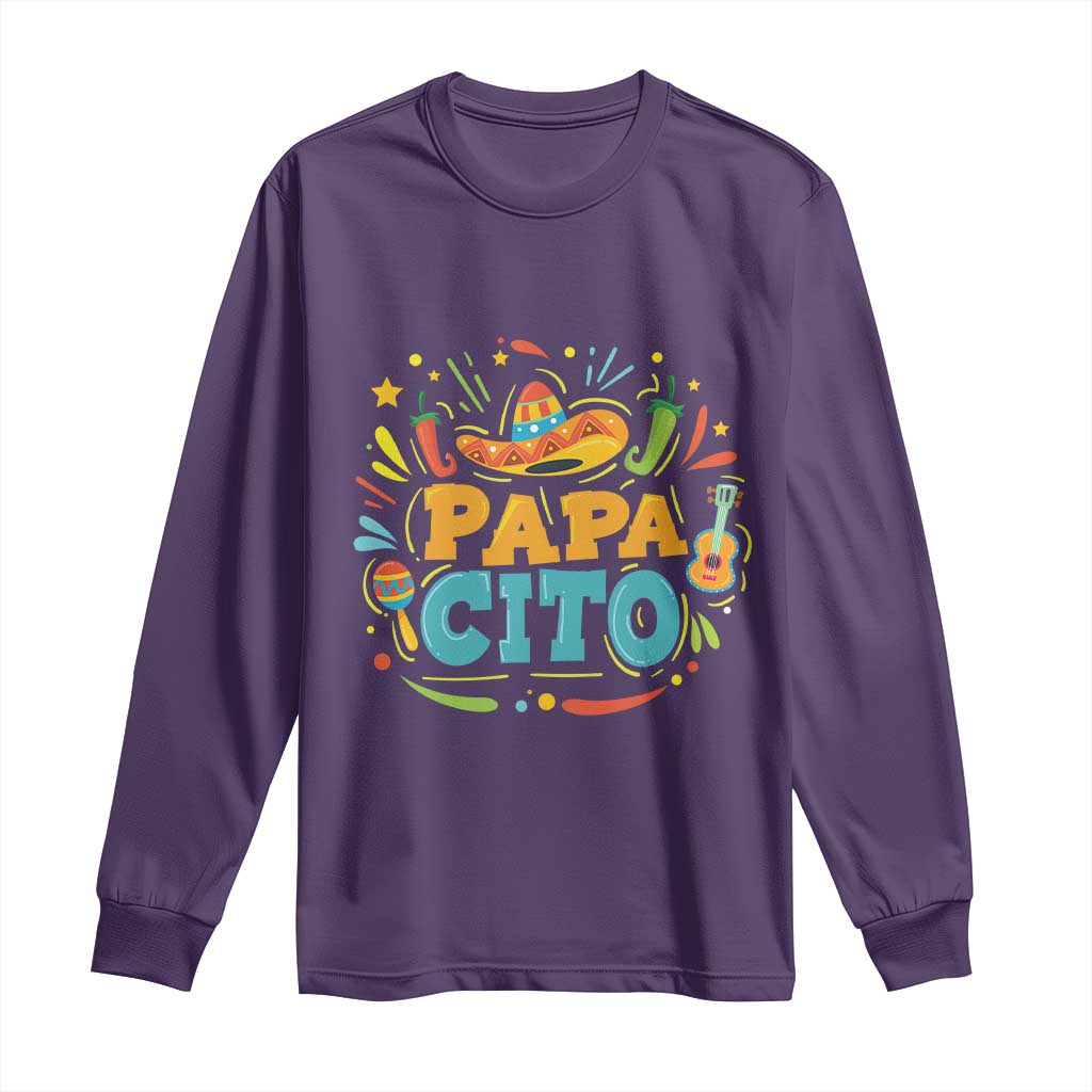 Funny Cinco De Mayo Father's Day Mexican Papacito Long Sleeve Shirt Sombrero Hat TS11 Purple Print Your Wear
