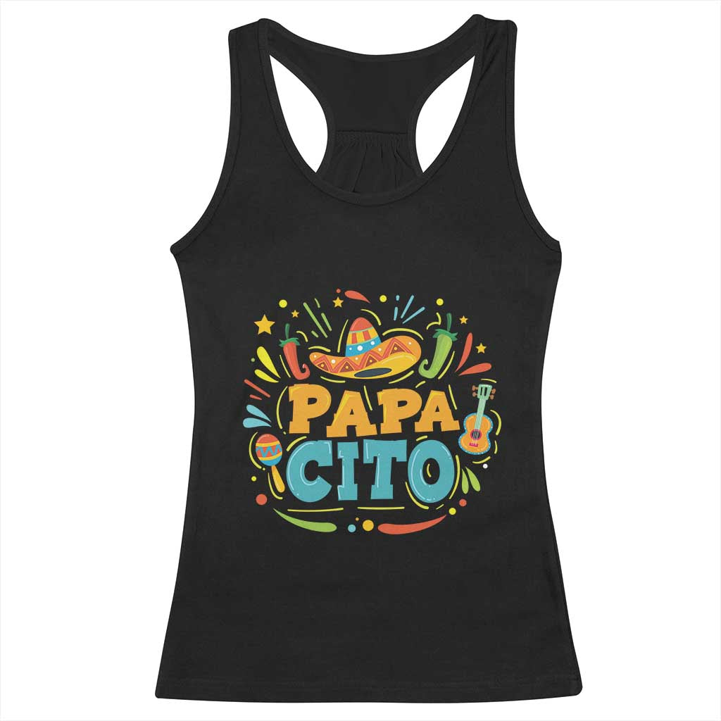 Funny Cinco De Mayo Father's Day Mexican Papacito Racerback Tank Top Sombrero Hat TS11 Black Print Your Wear