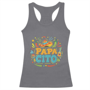 Funny Cinco De Mayo Father's Day Mexican Papacito Racerback Tank Top Sombrero Hat TS11 Charcoal Print Your Wear