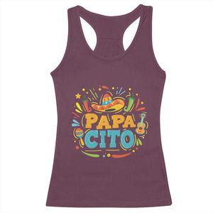 Funny Cinco De Mayo Father's Day Mexican Papacito Racerback Tank Top Sombrero Hat TS11 Maroon Print Your Wear