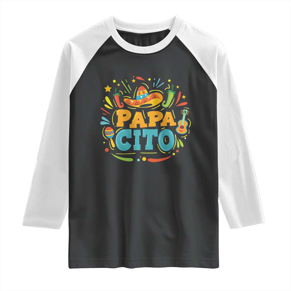 Funny Cinco De Mayo Father's Day Mexican Papacito Raglan Shirt Sombrero Hat TS11 Black White Print Your Wear
