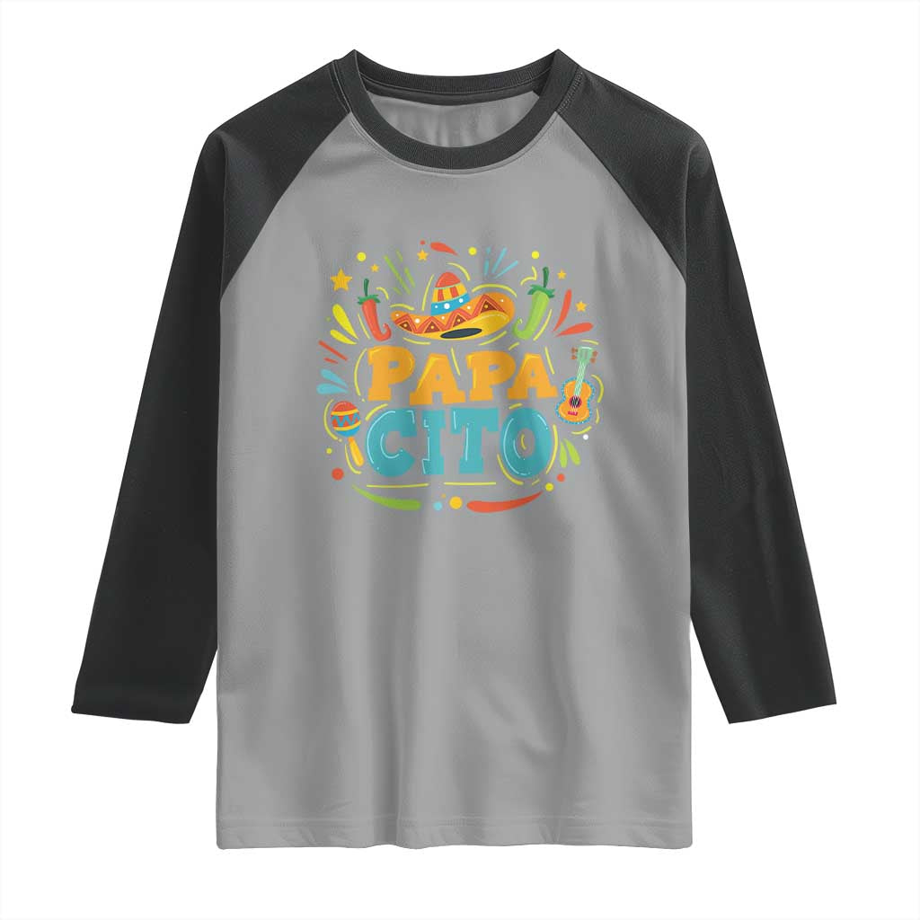 Funny Cinco De Mayo Father's Day Mexican Papacito Raglan Shirt Sombrero Hat TS11 Sport Gray Black Print Your Wear
