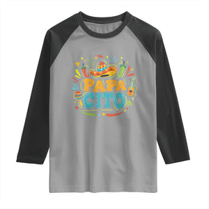 Funny Cinco De Mayo Father's Day Mexican Papacito Raglan Shirt Sombrero Hat TS11 Sport Gray Black Print Your Wear