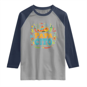 Funny Cinco De Mayo Father's Day Mexican Papacito Raglan Shirt Sombrero Hat TS11 Sport Gray Navy Print Your Wear