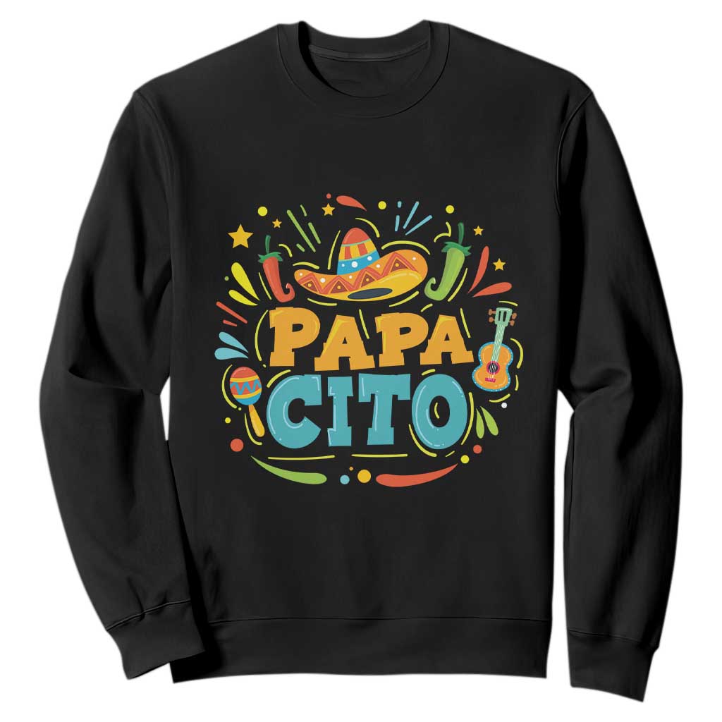Funny Cinco De Mayo Father's Day Mexican Papacito Sweatshirt Sombrero Hat TS11 Black Print Your Wear