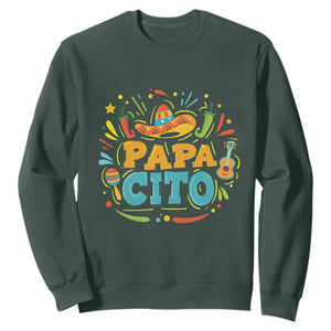 Funny Cinco De Mayo Father's Day Mexican Papacito Sweatshirt Sombrero Hat TS11 Dark Forest Green Print Your Wear
