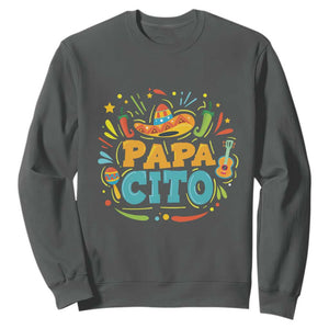 Funny Cinco De Mayo Father's Day Mexican Papacito Sweatshirt Sombrero Hat TS11 Dark Heather Print Your Wear