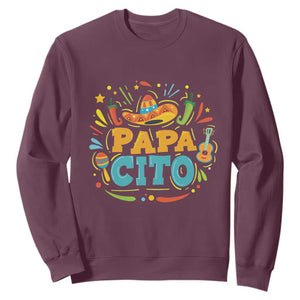 Funny Cinco De Mayo Father's Day Mexican Papacito Sweatshirt Sombrero Hat TS11 Maroon Print Your Wear