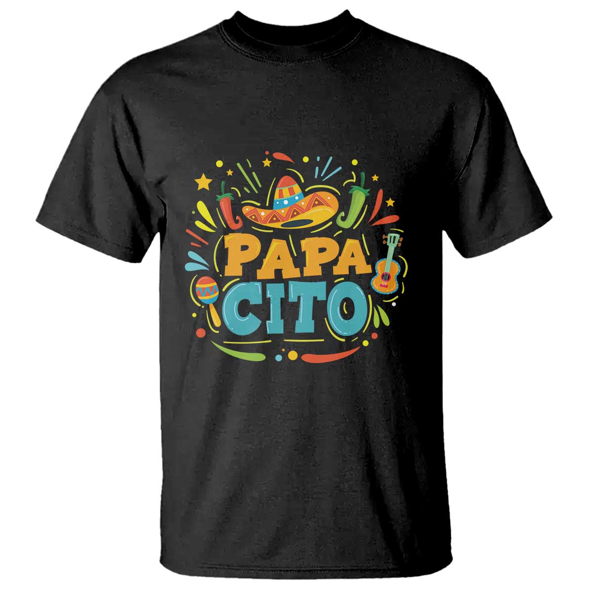 Funny Cinco De Mayo Father's Day Mexican Papacito T Shirt Sombrero Hat TS11 Black Print Your Wear