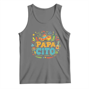 Funny Cinco De Mayo Father's Day Mexican Papacito Tank Top Sombrero Hat TS11 Black Heather Print Your Wear