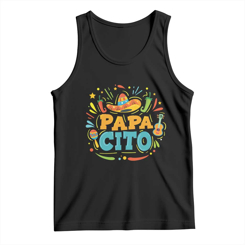 Funny Cinco De Mayo Father's Day Mexican Papacito Tank Top Sombrero Hat TS11 Black Print Your Wear