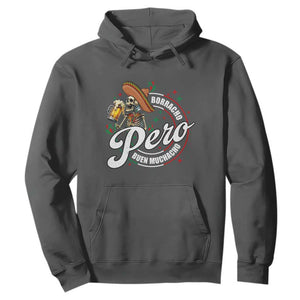 Funny Cinco De Mayo Hoodie Borracho Pero Buen Muchacho Mexican Skeleton With Beers TS11 Dark Heather Print Your Wear