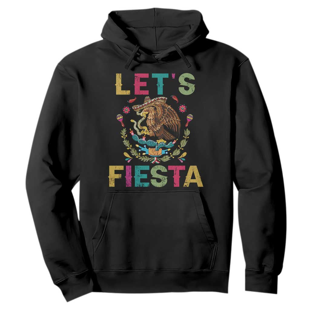 Funny Cinco De Mayo Hoodie Let's Fiesta Golden Eagle Mexico Flag TS11 Black Print Your Wear