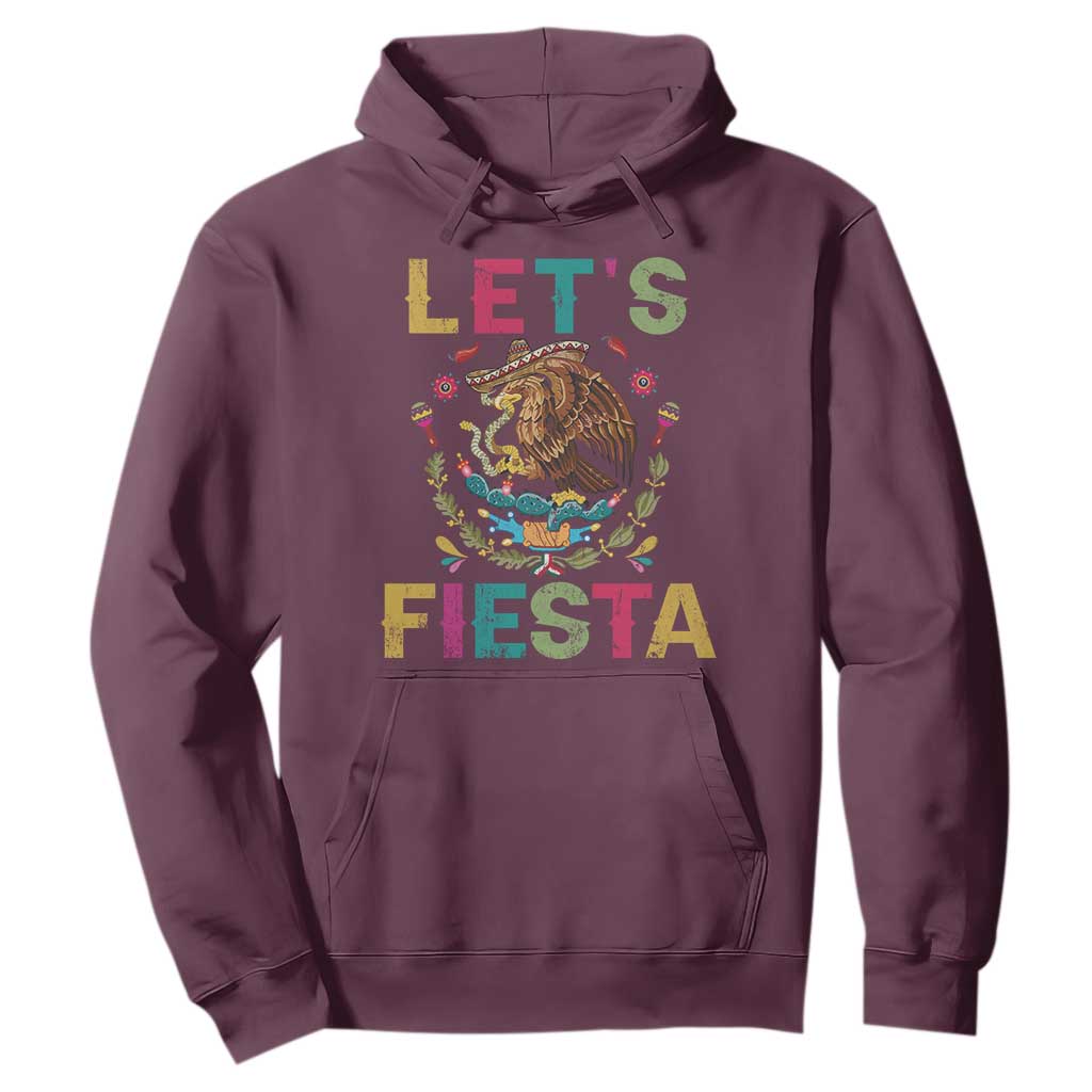 Funny Cinco De Mayo Hoodie Let's Fiesta Golden Eagle Mexico Flag TS11 Maroon Print Your Wear