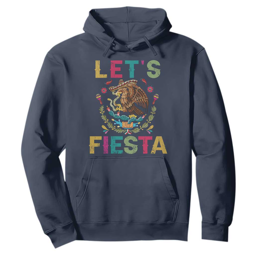 Funny Cinco De Mayo Hoodie Let's Fiesta Golden Eagle Mexico Flag TS11 Navy Print Your Wear