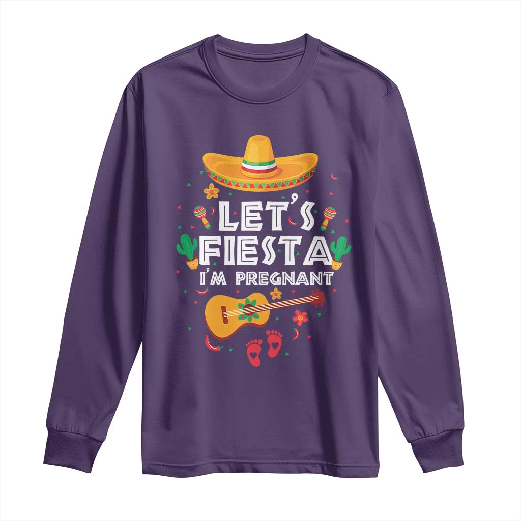 Funny Cinco De Mayo Pregnancy Announcement Long Sleeve Shirt Let's Fiesta I'm Pregnant Mexico Festival TS11 Purple Print Your Wear